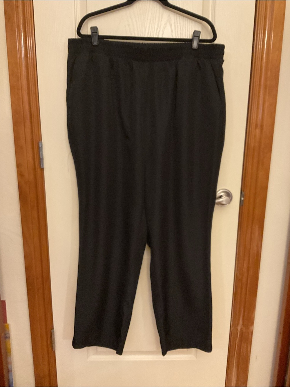 Woman Within Black Dress Pants with Bright Sheen 24W Elastic Waist - Picture 2 of 9